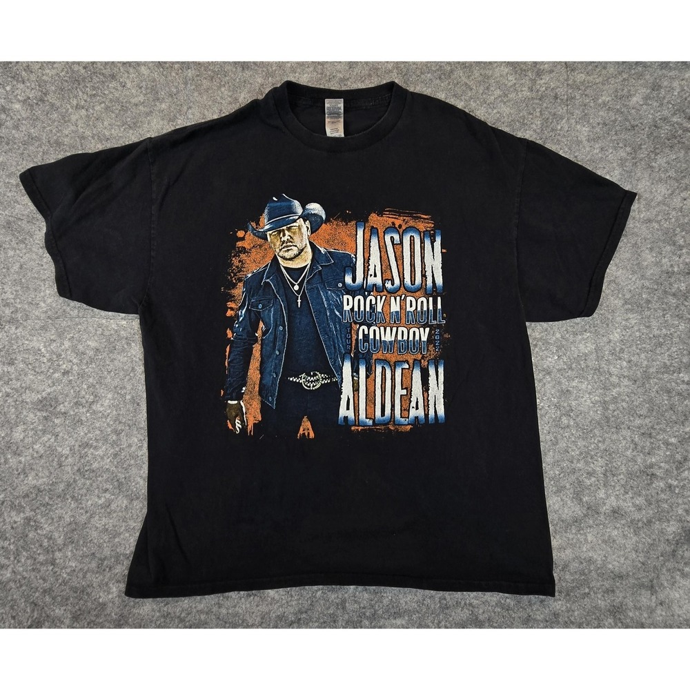 Jason Aldean Shirt Mens XL Black Rock N Roll Cowboy Tour 2022 Concert Tee